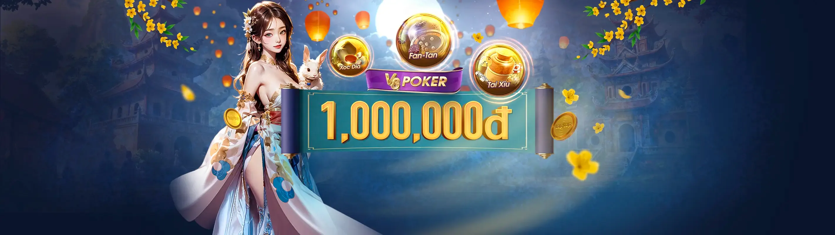 Máy đánh bạc nổ hũ đầy màu sắc với đồng tiền vàng và biểu tượng jackpot tại Sv366